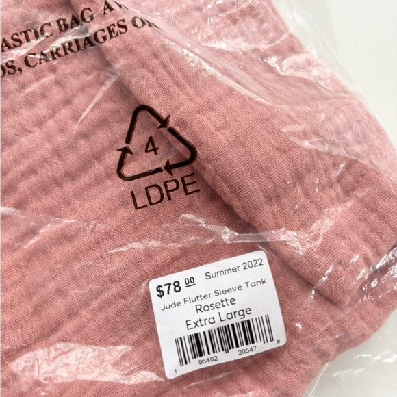 Marine Layer Jude Flutter Sleeve Tank Rosette Pink size XL new - Picture 5 of 6